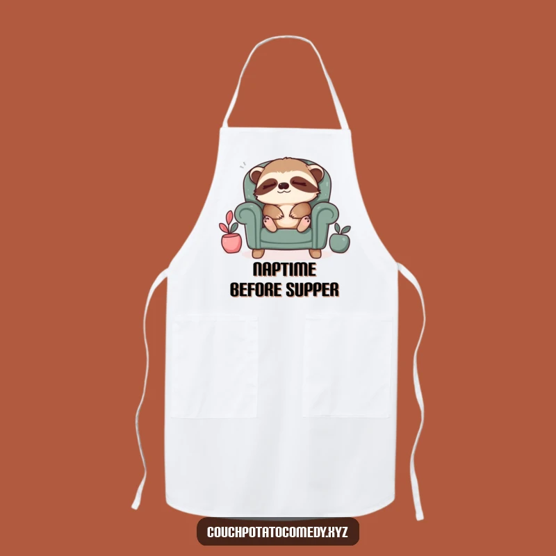 Funny Sloth Relaxation Apron: Sleepy Armchair Kitchen Fun, Cozy Gift!