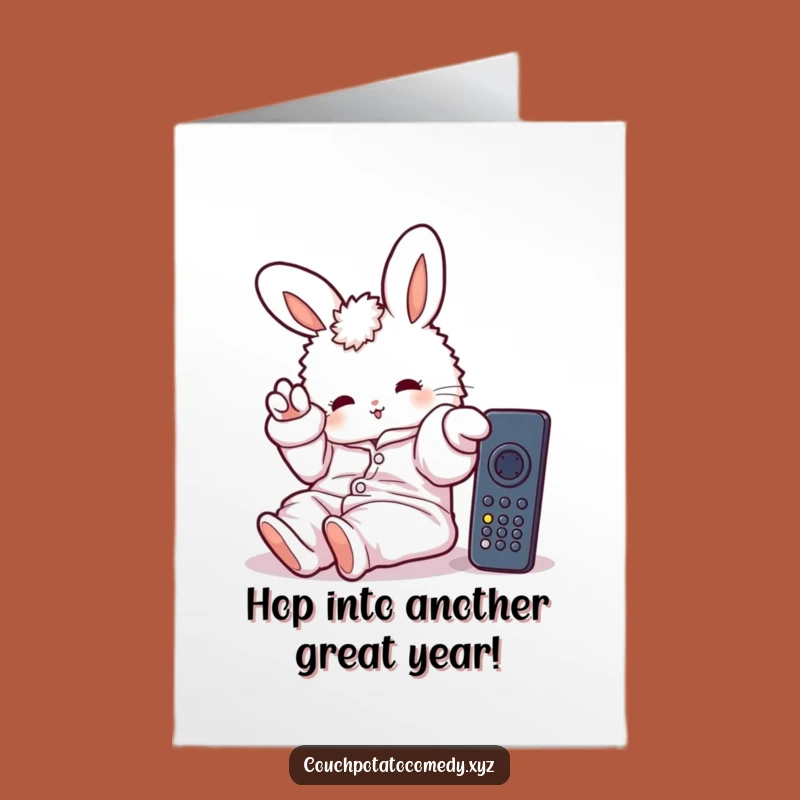 Free Printable Birthday Card: Lazy Bunny in Pajamas, Funny Birthday Relaxation Downloadable
