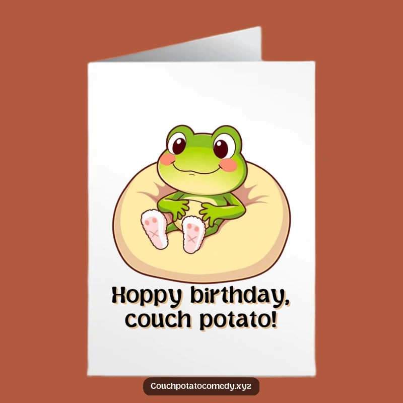 Free Printable Birthday Card: Funny Frog Relaxing, Perfect Downloadable Gift for Humorous Celebrations