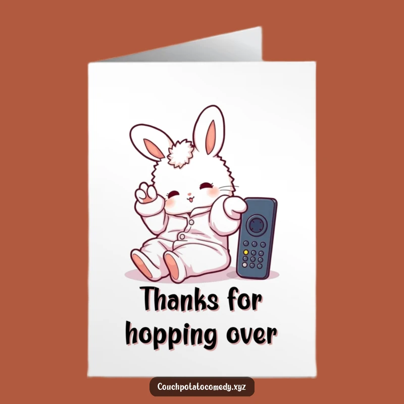 Free Printable Thank You Card: Lazy Bunny Relaxation, Funny Appreciation Downloadable