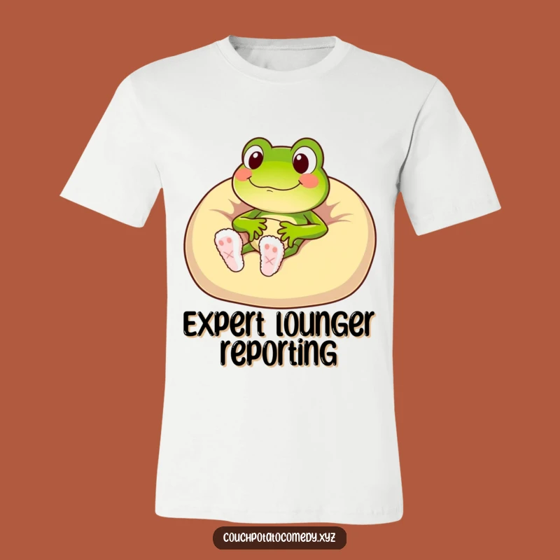 Funny Frog Lounging T-Shirt: Hilarious Comfort with Fuzzy Slippers and Beanbag
