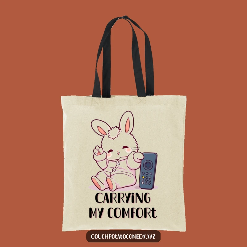 Funny Bunny Pajama Tote Bag: Lazy Day Essential, Eco-Friendly Funny Gift